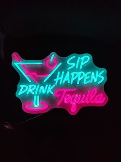 TEQUILA LED LIGHT SIGN.  16.5" X 10".   6 FT. USB CORD.  DIMMER SWITCH.  NEW.  PICKUP ONLY.