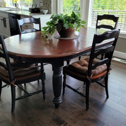 Seldens Dining Room Set, Table, Buffet, Shown With 4 Chairs Additional 2 Captain Chairs, Leaf, Custom Table Cover