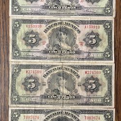 (4) 5 Pesos Mexicanos $100.00  CASH, TEXT FOR PRICES. 