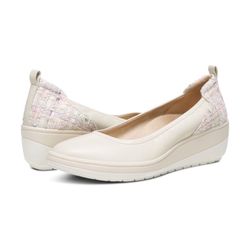Vionic Jacey Women's Size 8.5 Cream Leather Wedge Slip On Comfort Shoes Sandals