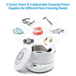 Ultrasonic Cleaner 25 Oz (750ml) Ultrasonic Jewelry Cleaner Machine with Detachable Tank 42000HZ Jewelry Cleaner with 5 Digital Timer Watch for Jewelr Thumbnail