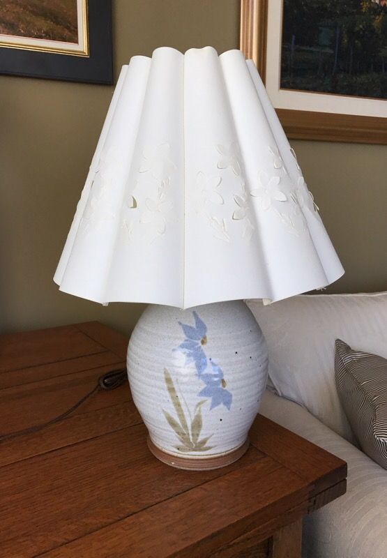 Pottery Table Lamp with Linen Shade