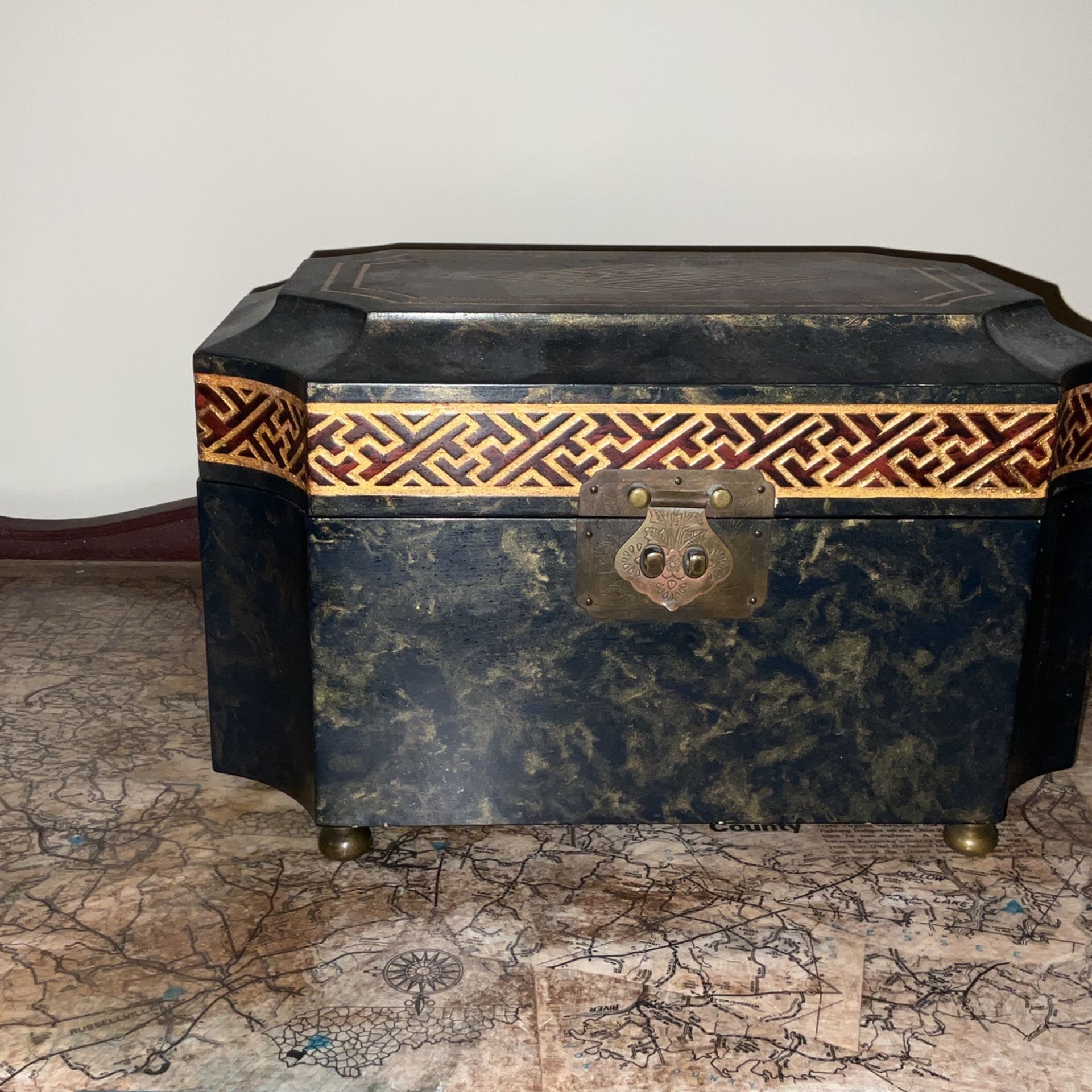 Antique Sarreid Ltd. Inlaid Chest