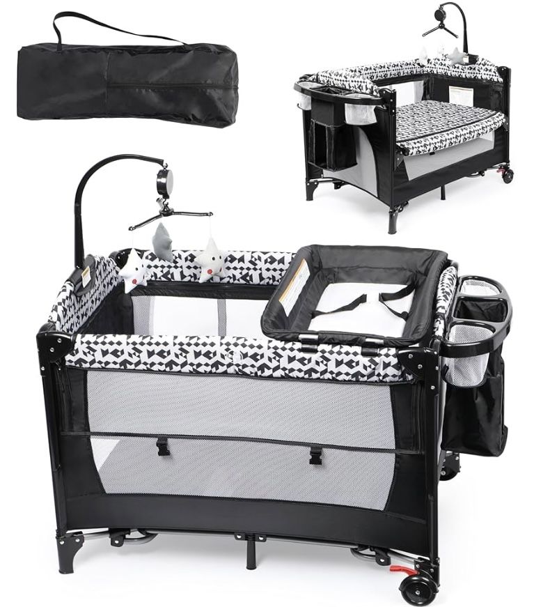 Xilingol baby Moses 5 in 1 for sleeping at night, baby package and set with changing table, portable crib with carrying bag, cosleeper crib fixed to t