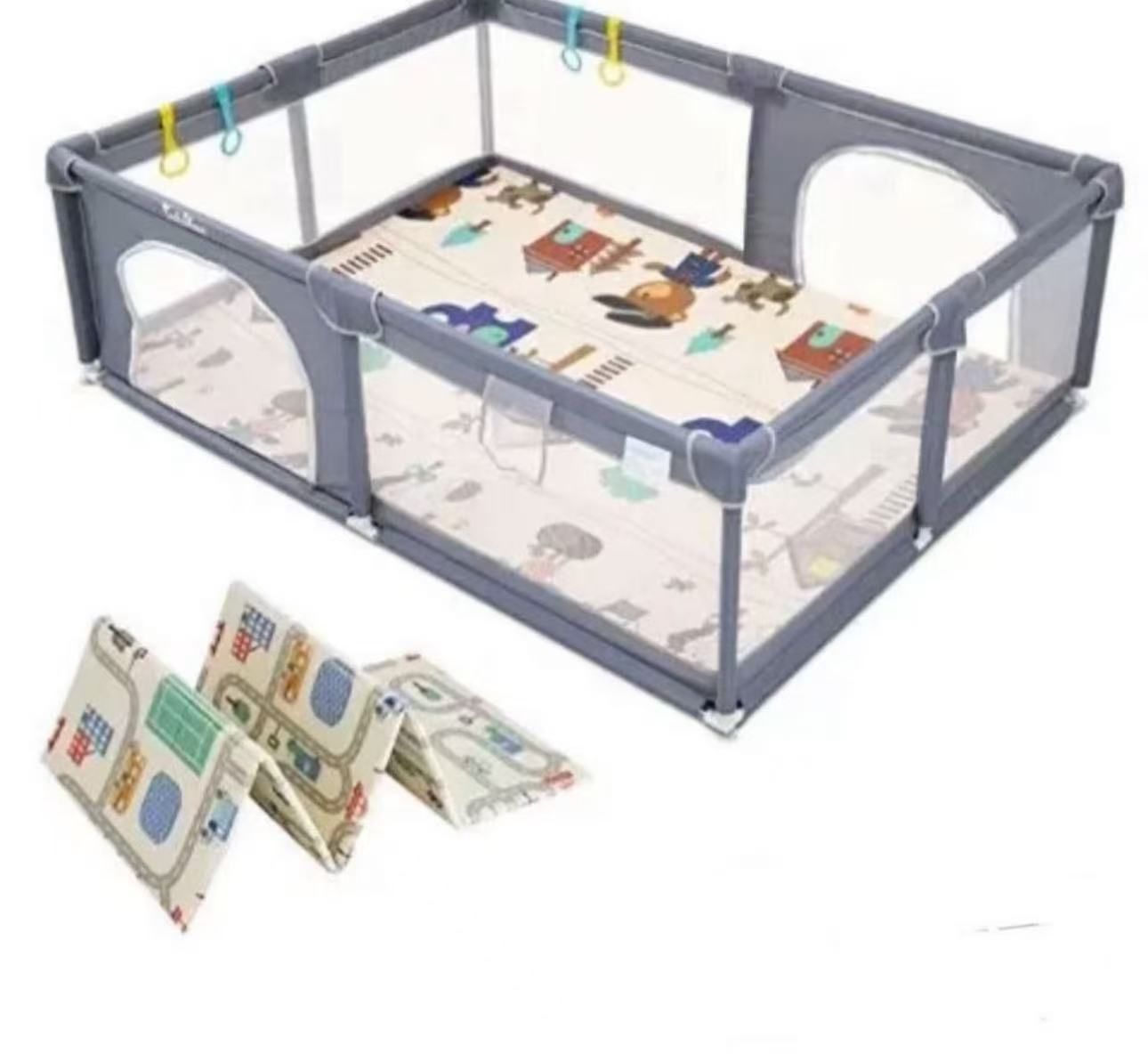 71x79 Inch Baby Playpen, Baby Fence Play Area, Play Pens for Babies and Toddlers Safety Activity Center with Anti-Slip Rubber Bases,Gray