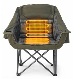 Heated Folding Camping Chair with Cup Holders