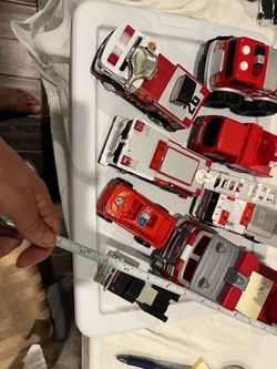 Lot of Toy Fire Trucks and Emergency Vehicles