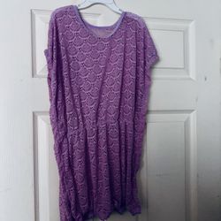 Little Girls Clothes Mesh Purple Pool Beach Swimsuit Cover Up Size M Fits 7/8