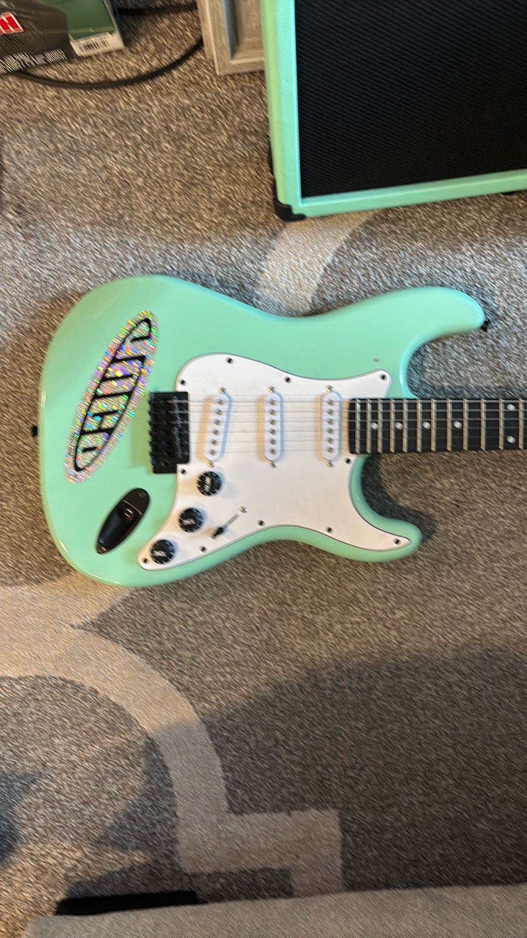 Electric guitar with amps