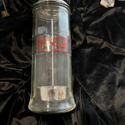 Coca Cola Clear Glass Drinking Straw Holder 