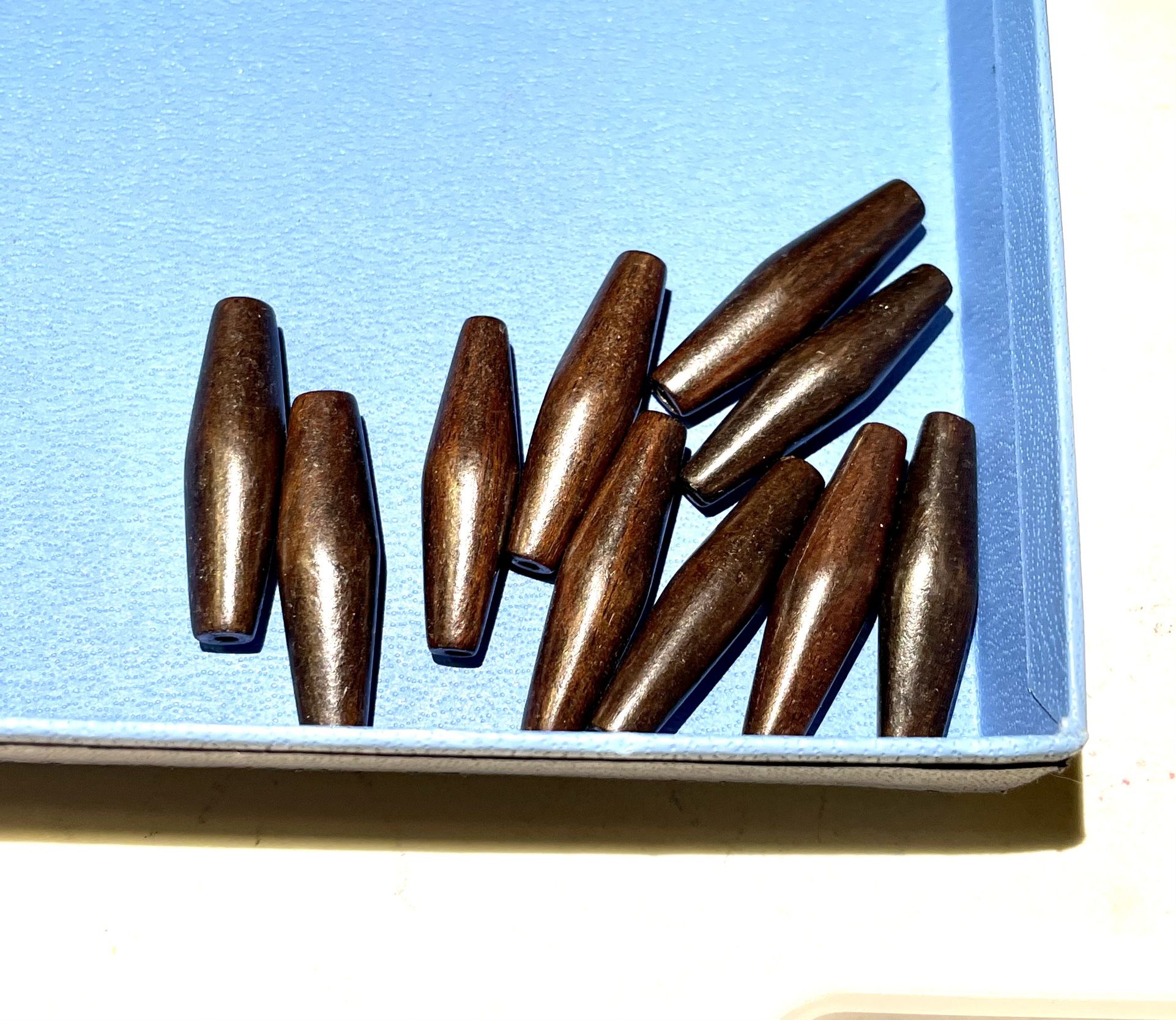 Lot Of 10 Wooden Bicone Beads
