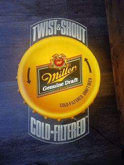 Vintage Lighted Beer Sign 1988 Miller Genuine Draft Cold Filtered draft l beer 80s