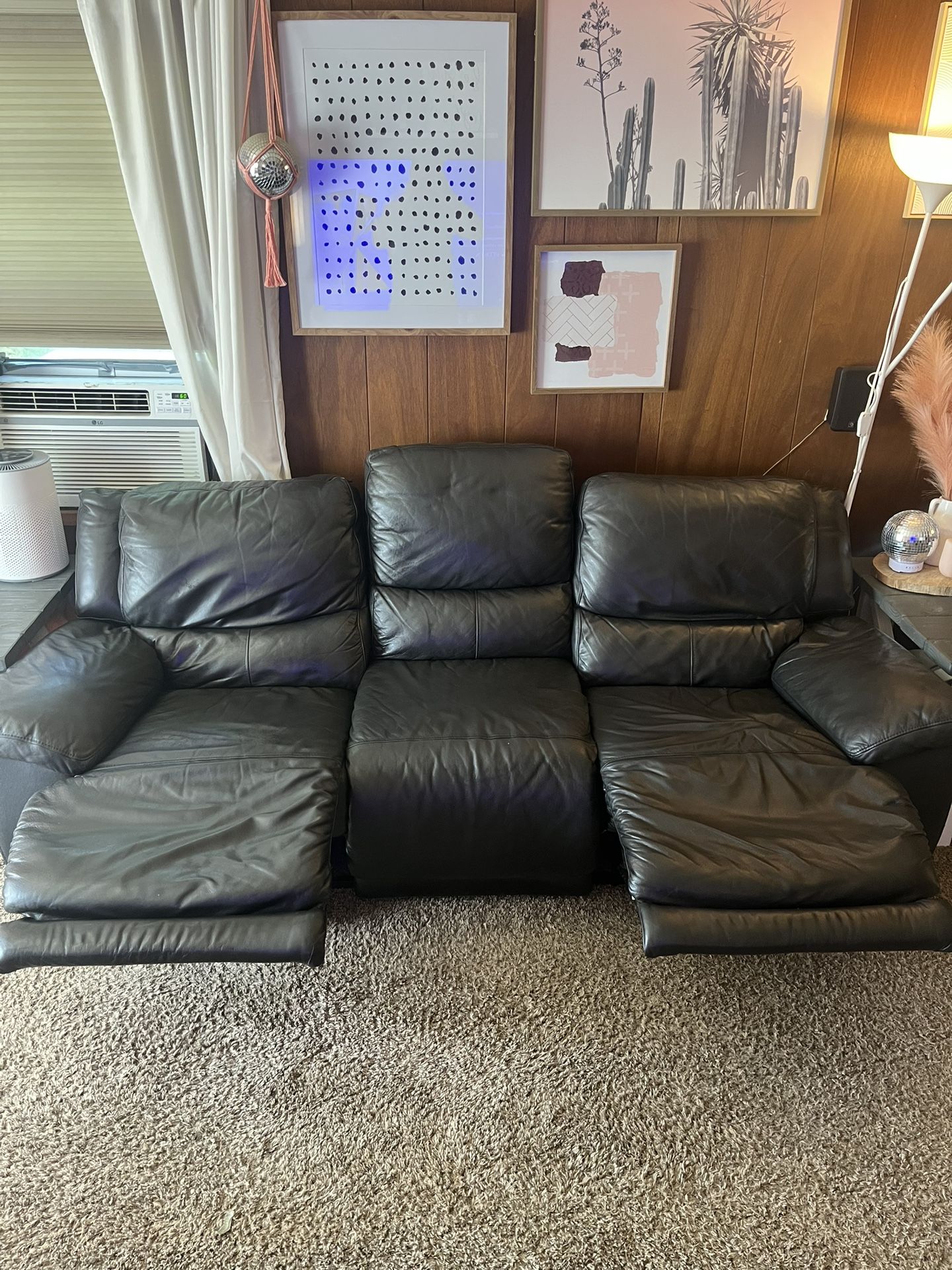 Black Leather Reclining Sofa