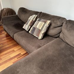 FREE Brown Fabric Sectional Sofa With Sleeper