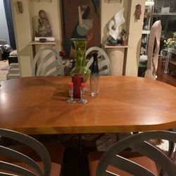 DINING  ROOM TABLE & (5) .CHROME  CHAIRS