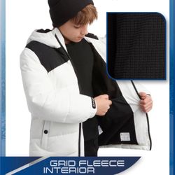 ❄️ Boys’ Snow-Ready Winter Jackets – Size 10–12, Abrigos de Invierno (White & Blue)