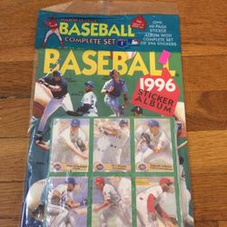 1996 Major League Baseball Complete Set 1 Page Sticker Album with 246 Stickers.