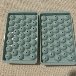  Ice Cube tray, circle shape trays for Freezer with Container and tong, round ice Mold making small ice Balls, sphere Ice Makers (green/blue)