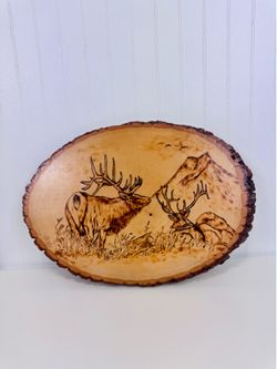 Woodburning Elk Wood Plaque