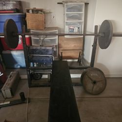 Olympic Flat Bench Press With 4 45s. 225 Total