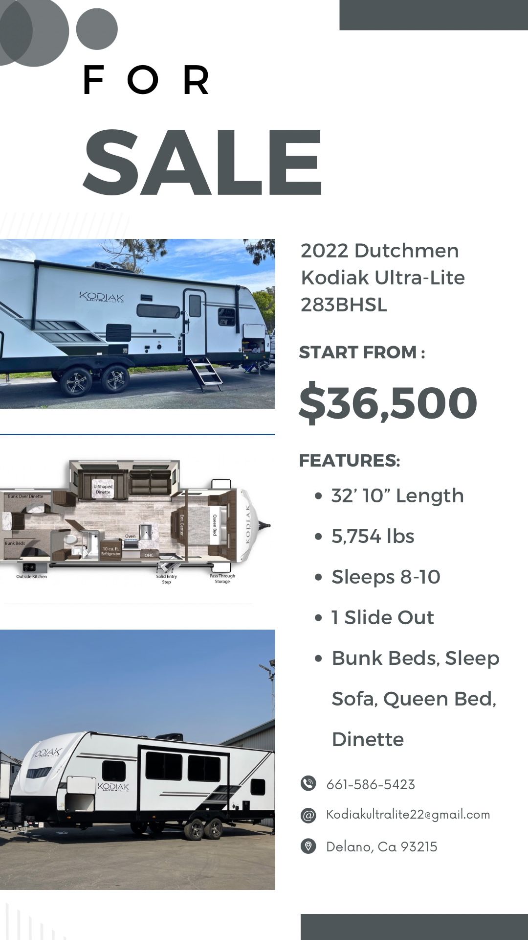 2022 Dutchmen Kodiak Ultra-Lite 283BHSL