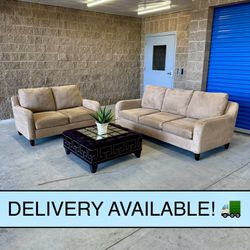 Tan Microfiber Couch Sofa and Loveseat Set (DELIVERY AVAILABLE! 🚛)