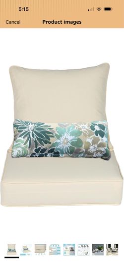 Aoodor Outdoor Chair Cushion, 23 x 25.5 Inch Water-Resistant, Fade-Resistant Olefin Fabric Patio Seat Cushions with Removable Cover and Adjustable Str