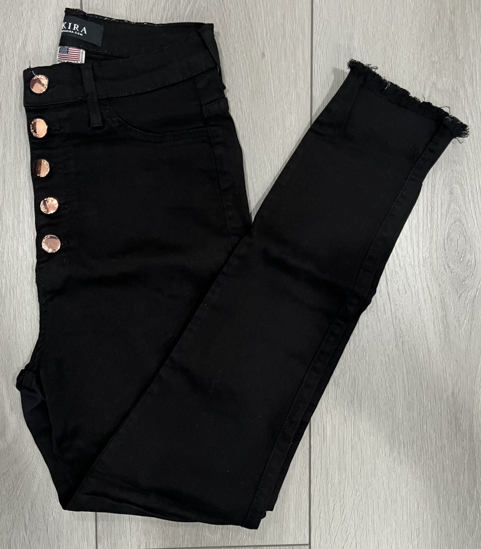 High Waist Akira Button Up Black Skinny Jeans 