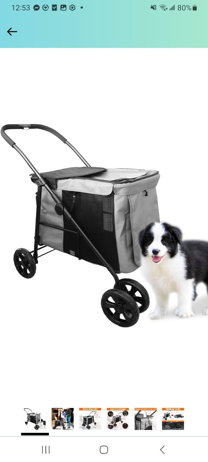 Perfect for Medium to Large Dogs - Foldable 4-Wheel Dog Stroller Medium to Large Dogs up to 135 lbs, Breathable Mesh- Ideal Pet Travel Jogger for Your