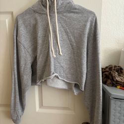 Grey Cropped Hoodie 