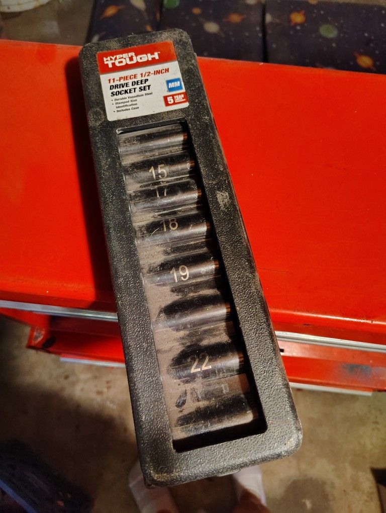 Hyper Tough 11-Piece 1/2" Drive 6-Point Deep Impact SAE Socket Set