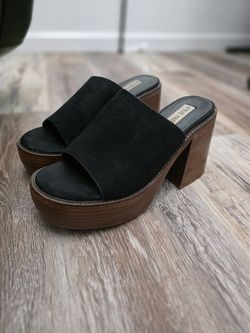 Steve Madden Black Faux Suede Platform Mule