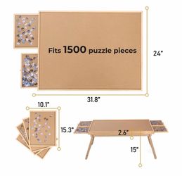 Wooden Jigsaw Puzzle Board with Drawers and Legs