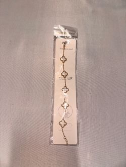 Stainless Steel Gold Plated Clover Charms Link Bracelet