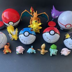 Pokemon figures and poke ball toys