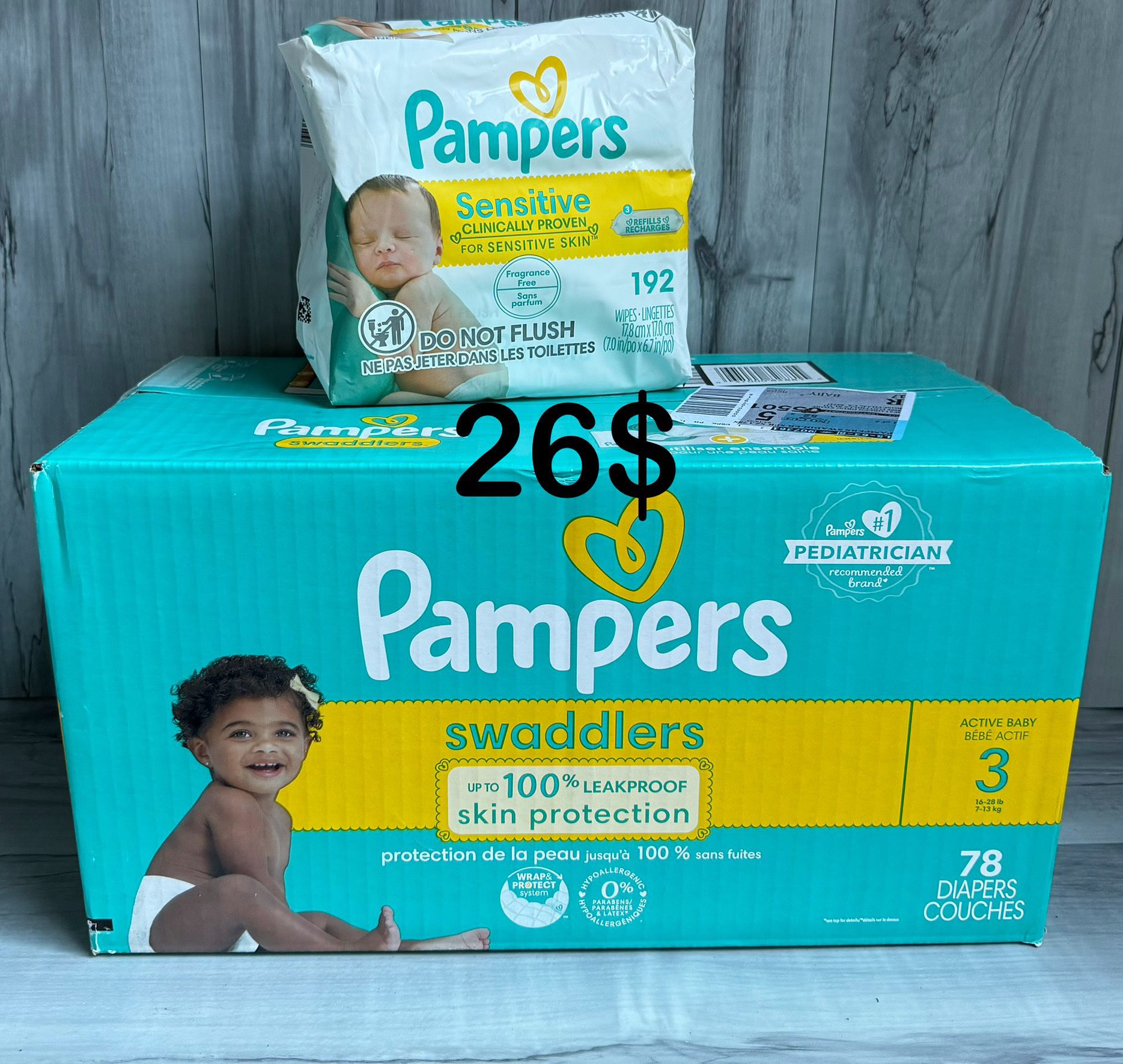 Pampers Diapers Size 3 and wipes 