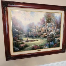 Thomas Kinkade Hand-Embellished Canvas Set – Framed – Beautiful Condition