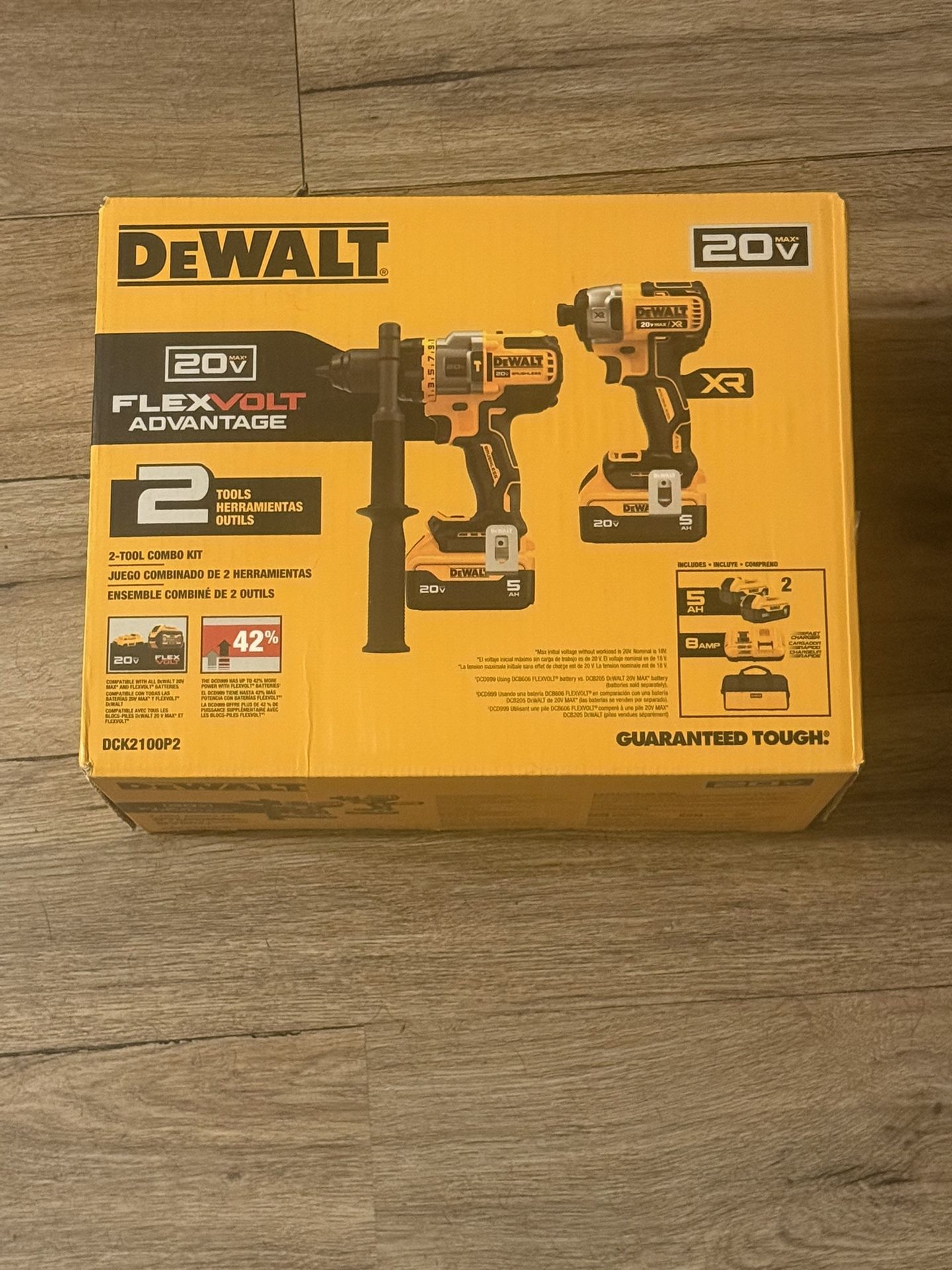 DEWALT 20V MAX Lithium-Ion Cordless 2 Tool Combo Kit with (2) 5.0Ah Batteries, Charger, and Bag