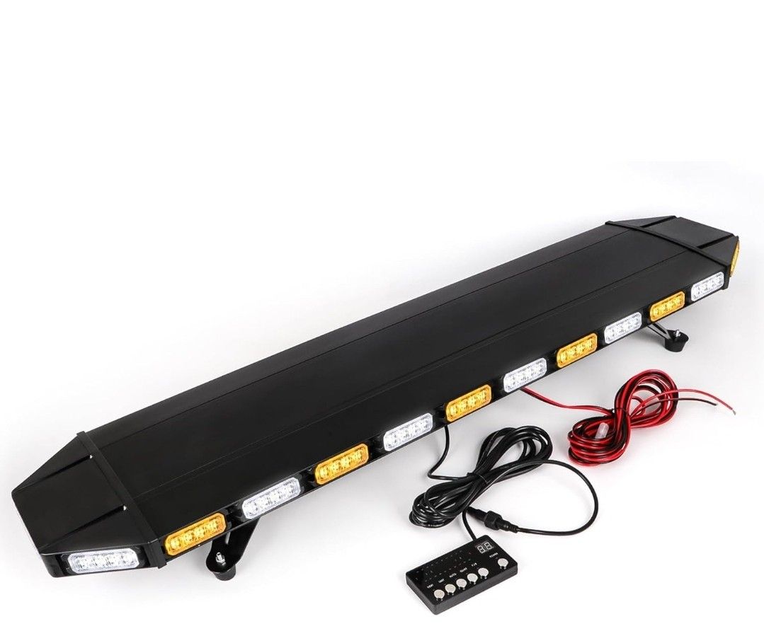 48" 104LED Extreme High Intensity Construction Emergency Warning Strobe Light Bar Rooftop Low Profile Law Enforcement Hazard Flashing for Tow Truck Ve