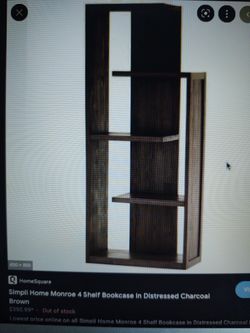 SIMPLI HOME Monroe Bookcase - Distressed Charcoal Brown - 72-in x 30-in

