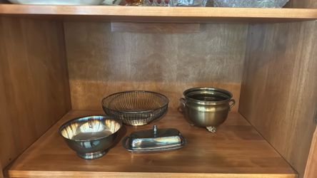 Vintage Lotta Four Metal Plated, Sterling, Silver By Gorman And A Brass Pot