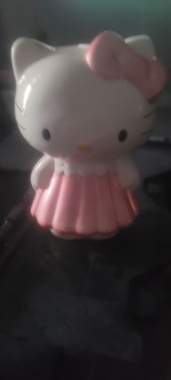 Hello Kitty Ceramic Figurine Pink Dress