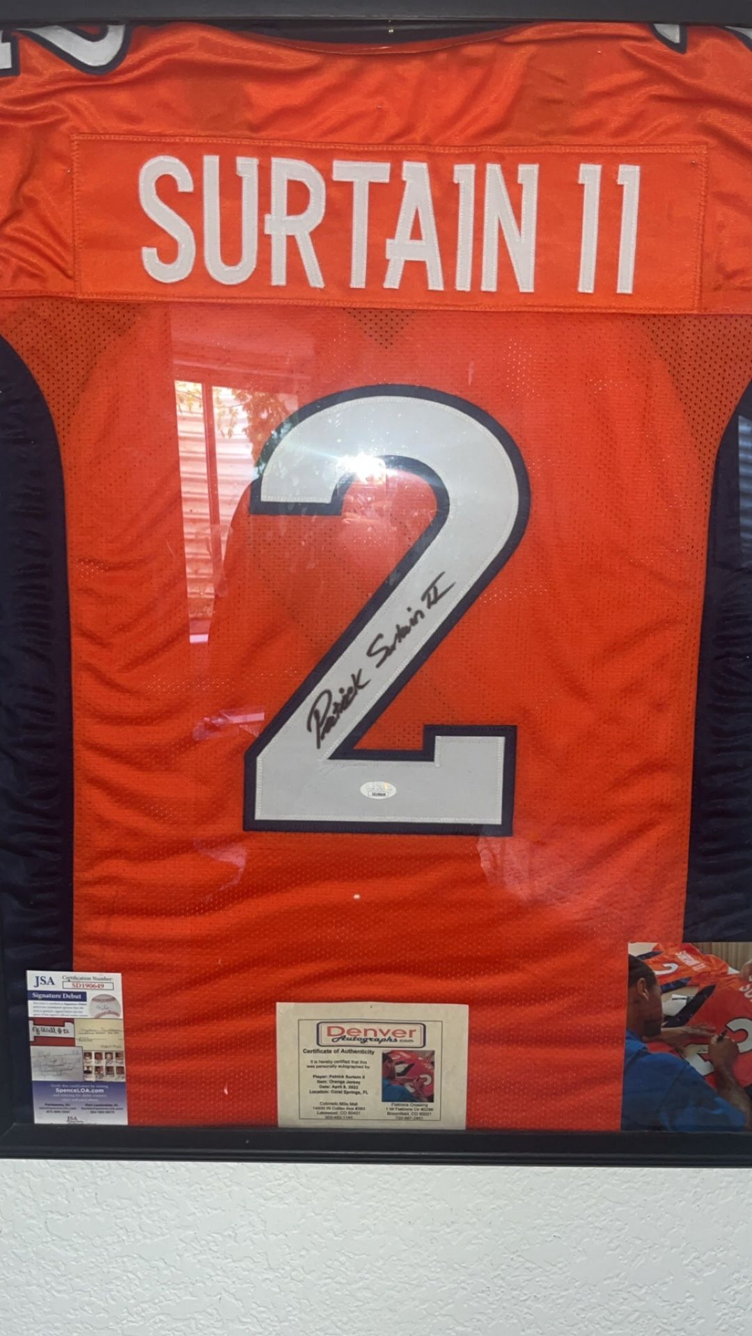 Patrick Surtain Signed And Framed Rookie Jersey 