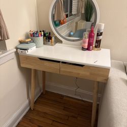 Vanity Makeup Table with LED Mirror