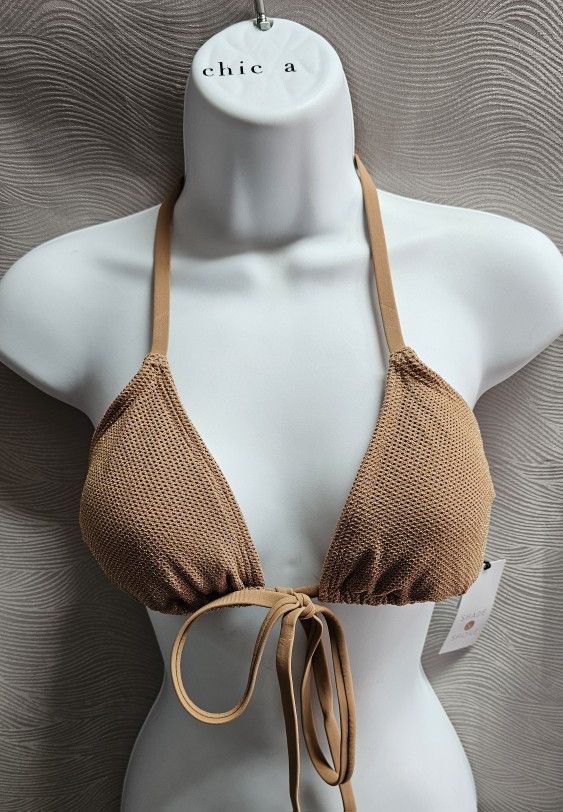 Brown Halter Bikini Top Size Medium
