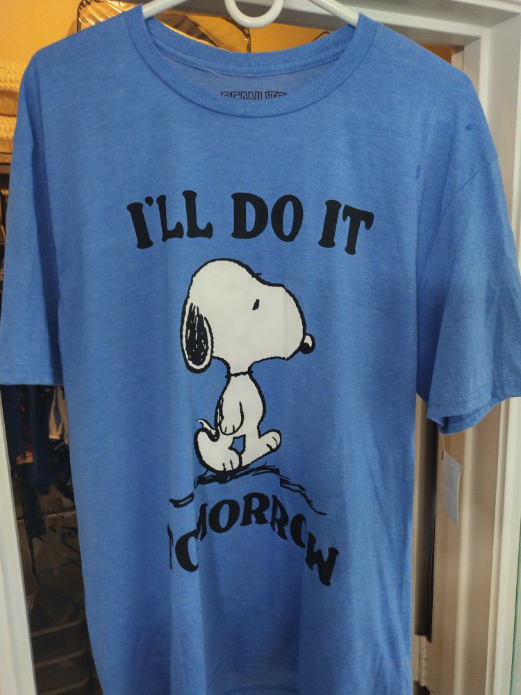 Peanuts Snoopy I'll Do It Tomorrow XL New