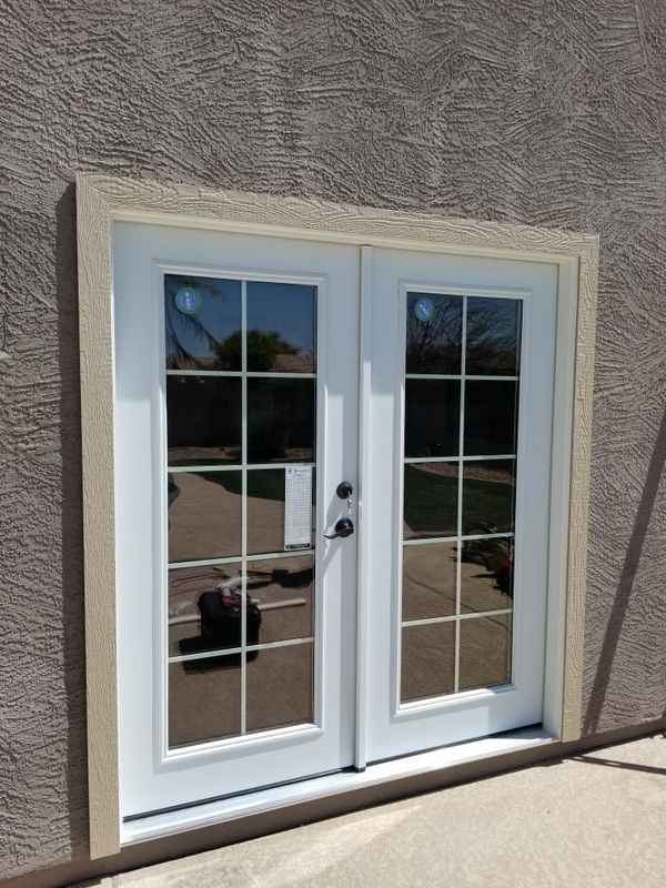 Brand new patio double French door, new door lock set and Brand new patio double French door, new door lock set and