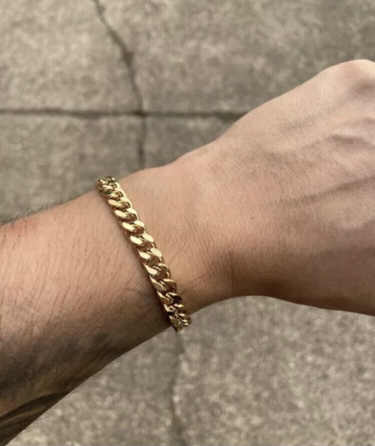 Gold Bracelet Cuban 8in 8mm