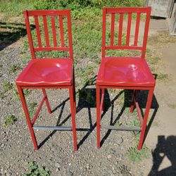 Two Red Pub Stools