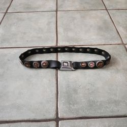 Rare Vintage Official Harley Davidson Bottlecap Belt With Seatbelt Clip